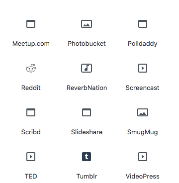 Prebuilt Blocks for Embeds in Gutenberg
