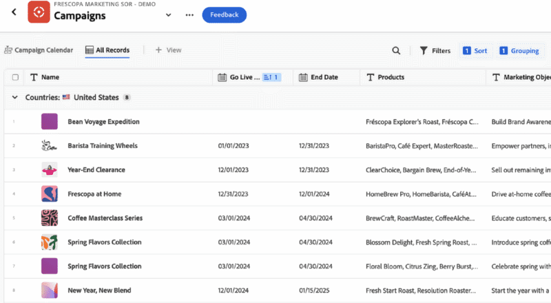 View of Workfront Planning dashboard